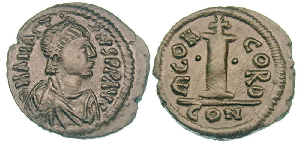 Anastasius I (491-518) AE decanummium (10 nummi) Constantinople SB 28